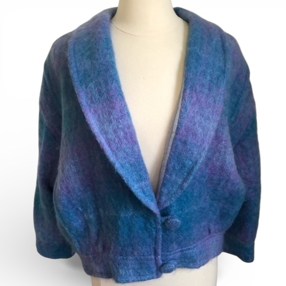 Jackets & Blazers - Vintage 100% wool coat made in Ireland purple and teal colors so unique & retro